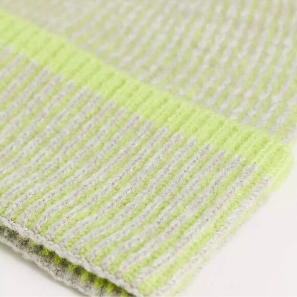ASOS Light Lime Green Boardmans Knit Ribbed Beanie - Picture 3 of 3
